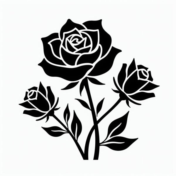 Printable Rock Painting Rose Trio Stencil